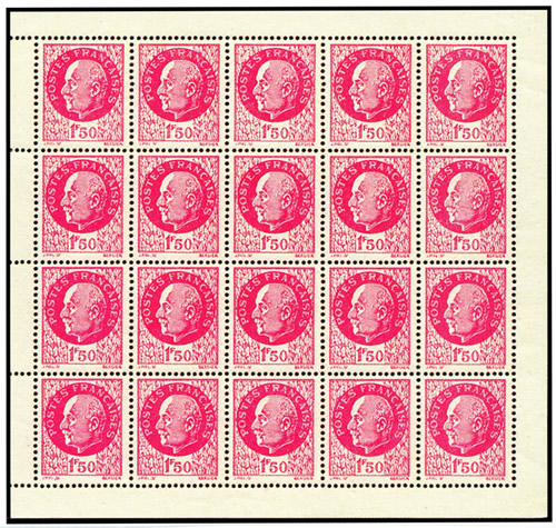 Feuillet de timbres de l'Intelligence Service 1f50 rose