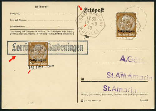Griffe allemande et timbre-à-date français
