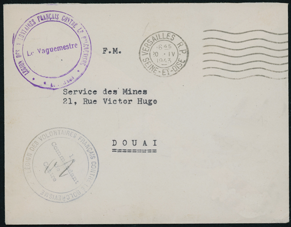 Lettre de service de la LVF à Versailles 1943