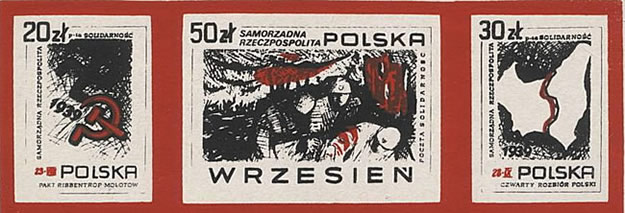 Timbres Solidarność relatif au pacte germano-soviétique
