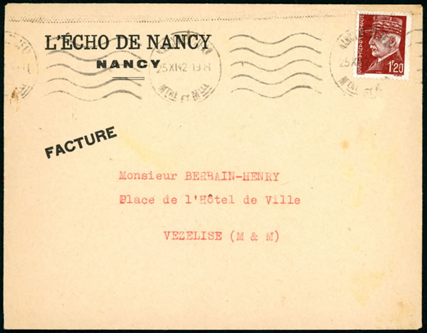 Lettre à entête imprimé Echo de Nancy