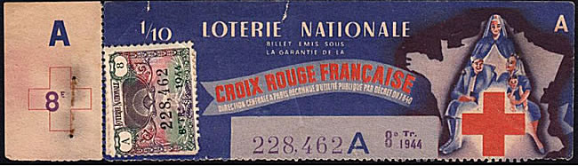 1/10 ticket de lotterie Nationale au profit de la Croix-Rouge 1944