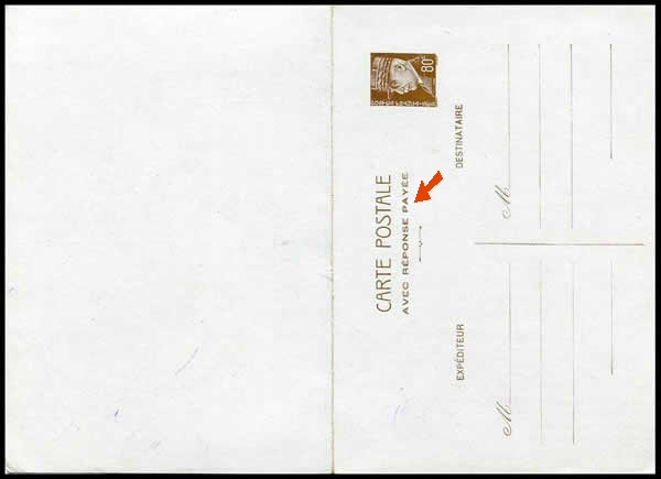 carte Postale avec réponse payée à 80c Pétain