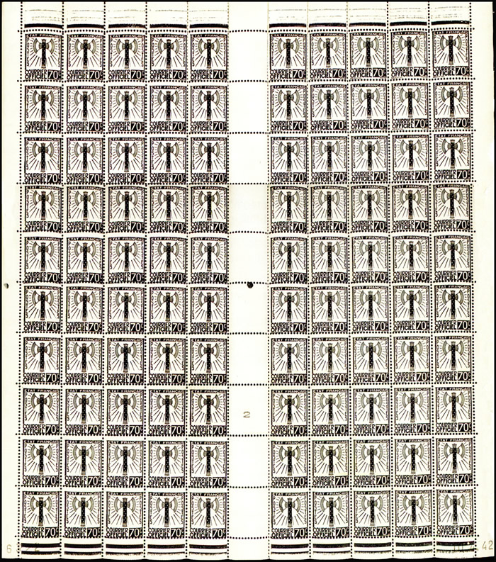 feuille complète 70c francisque 1942