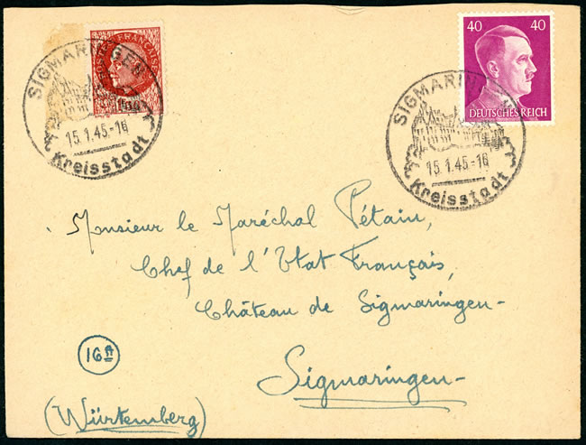 Lettre locale pour le Maréchal Pétain à Sigmaringen