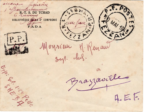 Lettre de Sebah pour Brazzaville 10 mai 1943