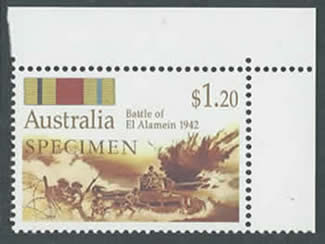 Timbre d'australie commémorant la bataille d'El-Alamein