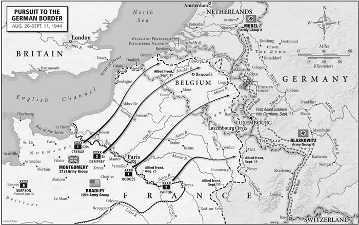 Carte des opérations entre Seine et frontières