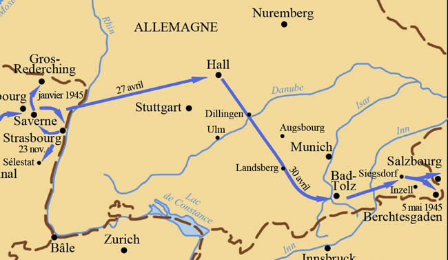 Itinéraire de la 2ème DB en Allemagne