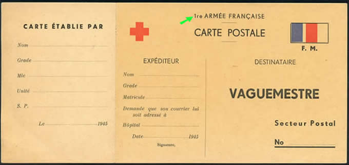 carte Croix-Rouge 1ère Armée type 2