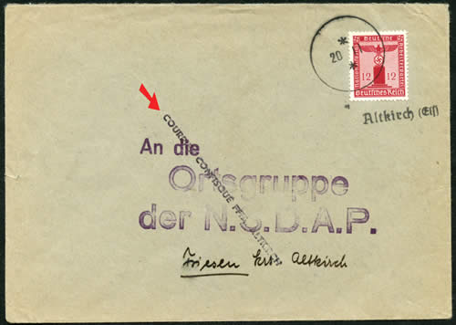 Lettre confiquée par les FFI à Altkirch