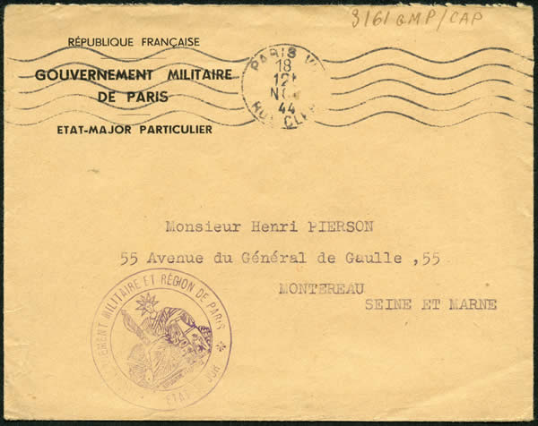 lettre du Gouverneur miliraire de Paris