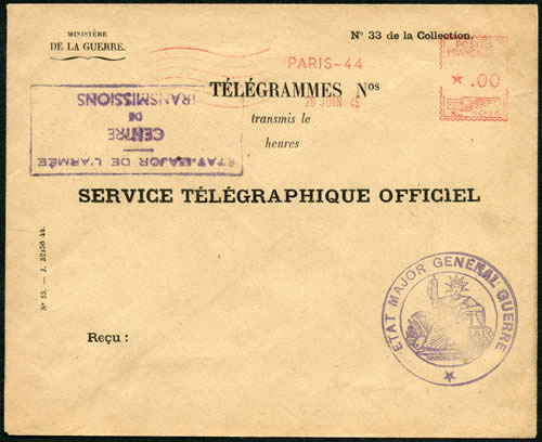 Enveloppe de télégramme officiel
