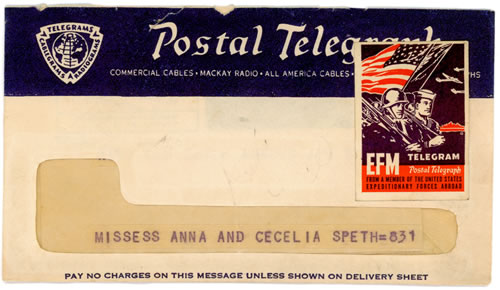 nveloppe de transmission d'un télégramme EFM codé
