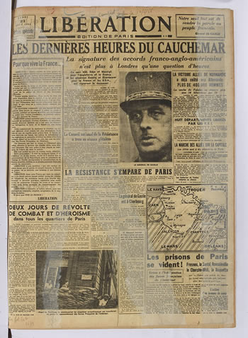 Première parution au grand jour du journal Libération 21-8-44