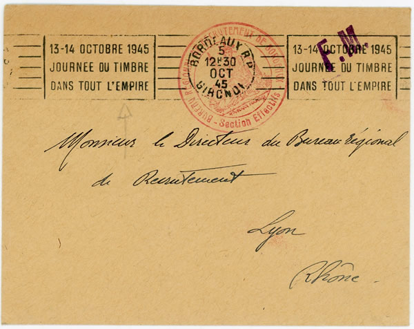 Lettre du bureau de recrutement de Bordeaux octobre 1945