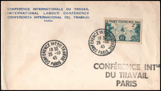 lettre à entête de la Conférence Internationale du Travail 1945