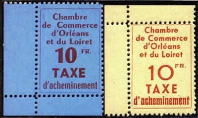 Les deux timbres de la Chambre de Commerce d'Orléans