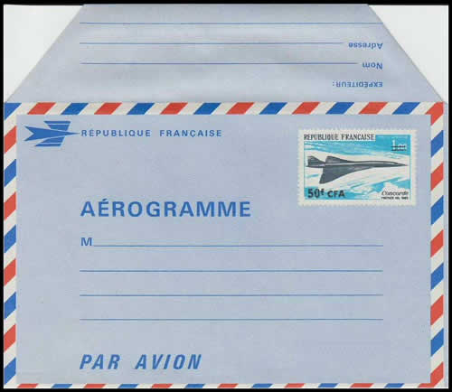 Aérogramme Concorde surchargé CFA