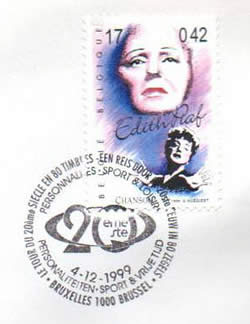 Edith piaf timbre de Belgique