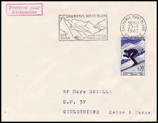 FDC Championat de ski Chamonix 1962