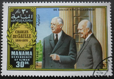Visite Eisenhower à Paris 1960 timbre de Manama