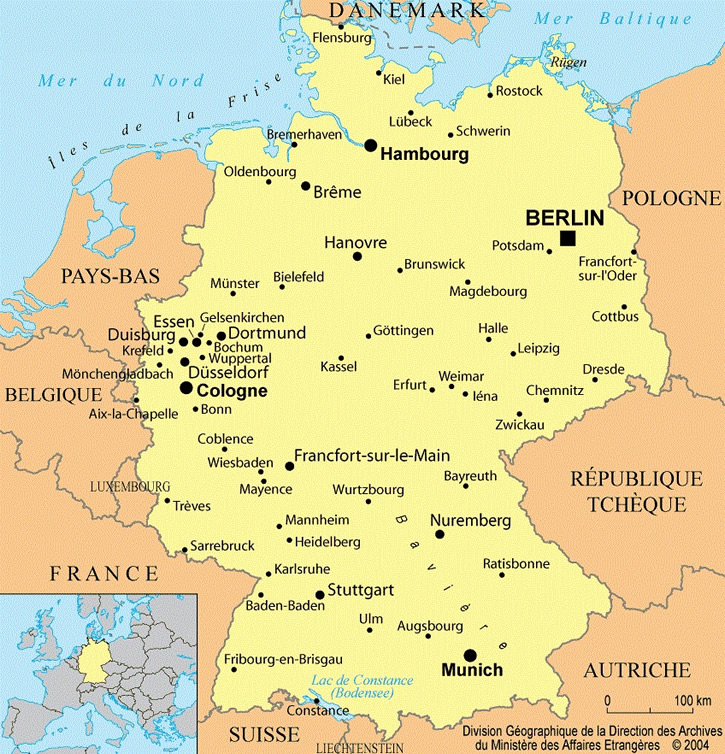 Carte des principales villes allemandes