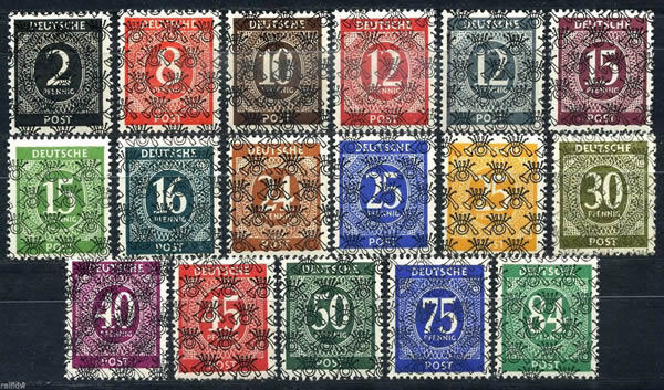 Bizone timbres chiffres avec surcharge matrice de cors de poste (1)