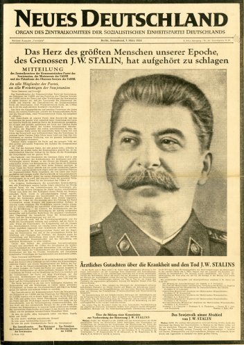 Neues Deutschland annonçant la mort de Staline