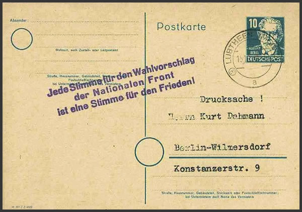 Propagande électorale en DDR octobre 1950