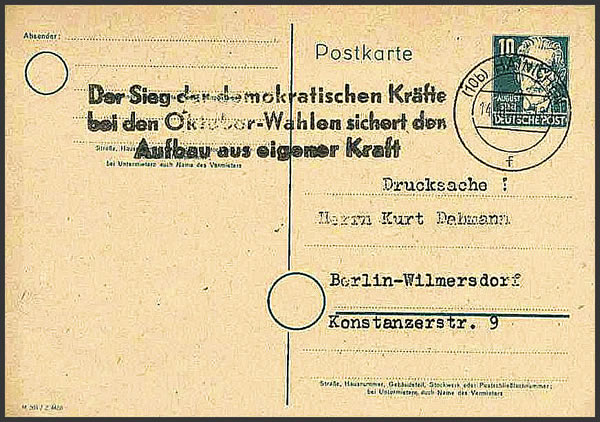 DDR Propagande pour les législatives d'octobre 1950