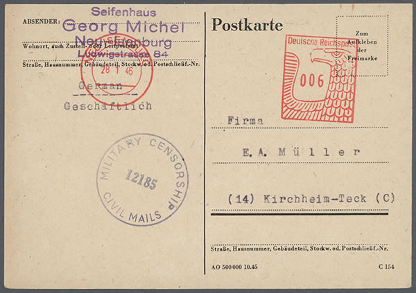 EMA de la période nazie utilisée en 1946 et acceptée par la censure