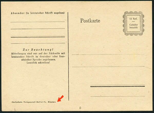 Entier carte postale à 12Pf imprimé à Konstanz