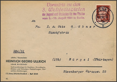 Griffe de Jena pour le Festival de la Jeunesse 1951