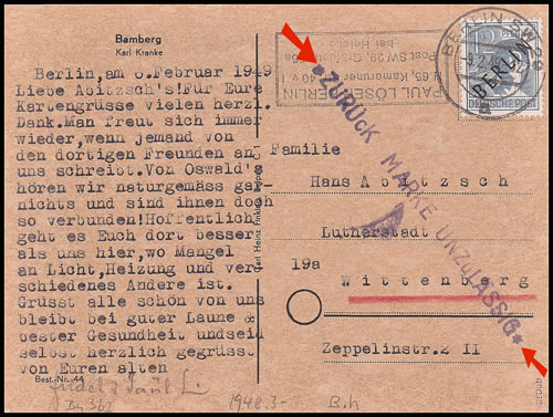 retour à l'envoyeurs timbres surchargés BERLIN