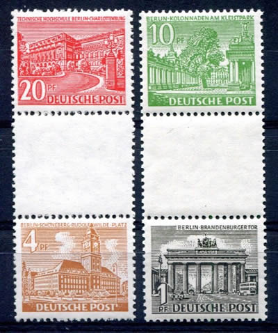 Paires dépareillées des timbres monuments de Berlin