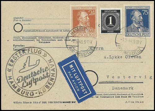 Premier courrier aérien Hambourg Copenhague
