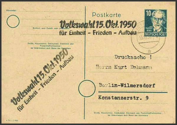 Propagande RDA pour les législatives d'octobre 1950