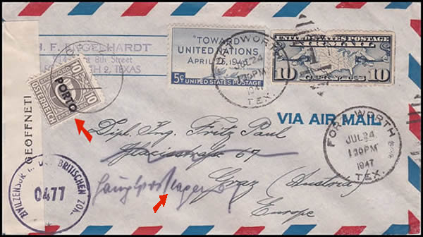Lettre taxée avec timbre "PORTO"