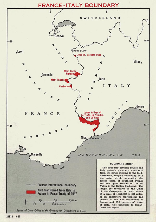 Carte des territoires cédés par l'Italie en 1947
