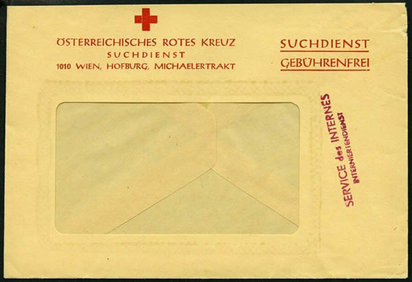 Enveloppe de la Croix-rouge pour la recherche des internés autrichiens