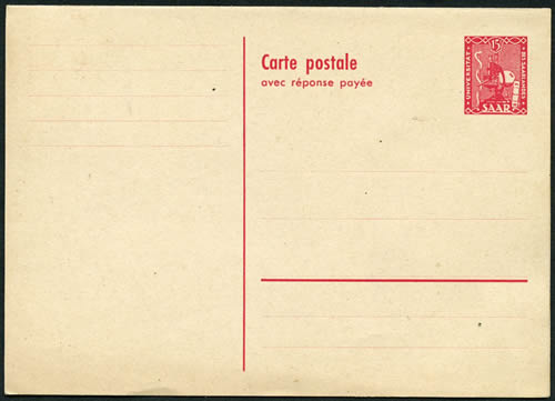 Carte-postale avec réponse payée pour l'étranger 1949