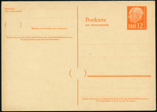 Entier postal intérieur avec réponse payée 12 (F)