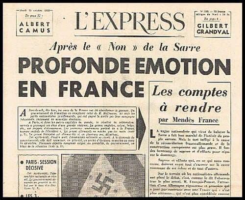 Journal L'express après le référendum en Sarre
