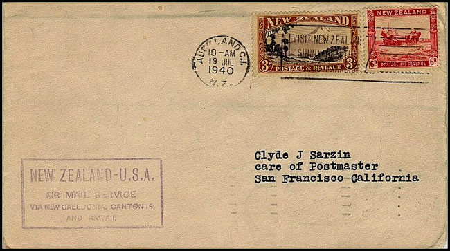 1er vol de Aucland vers les USA via Nouméa juillet 1940