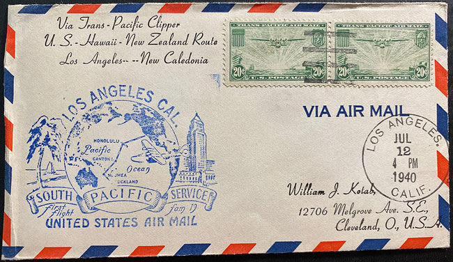1er vol Los Angeles Noumea juillet 1940