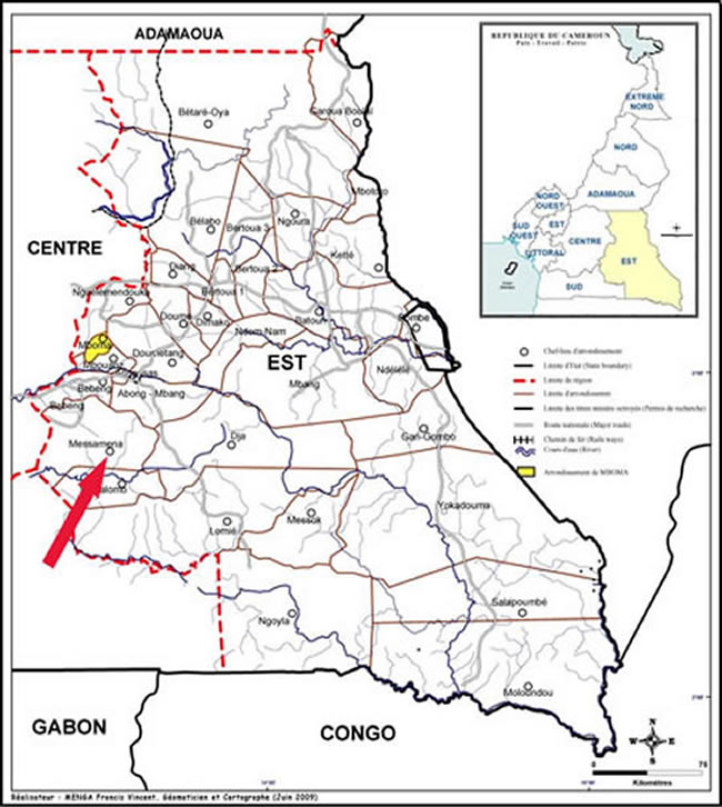 Position de Messamena au Cameroun