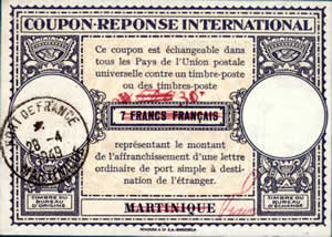 Martinique CRI surcharge manuscrite 30 sur 7FF