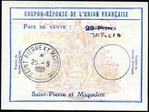 SPM 30 frcs surCRUF 25 francs 1961