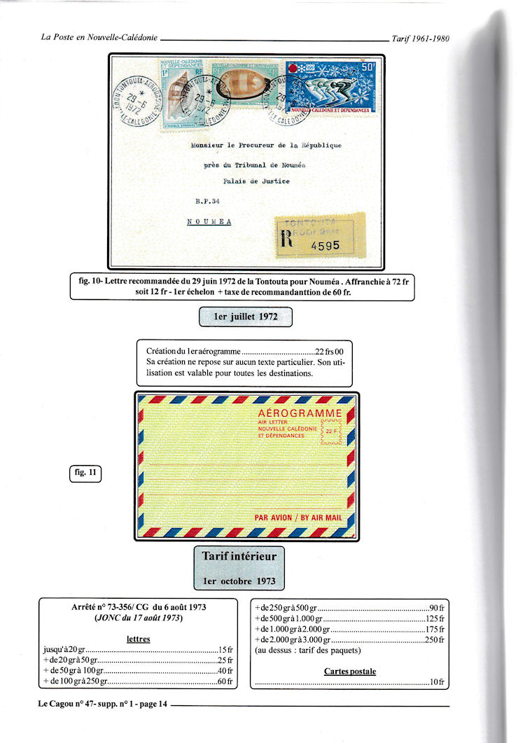 Tarifs postaux Nouvelle-Caledonie 1961 - 1980 page 14c